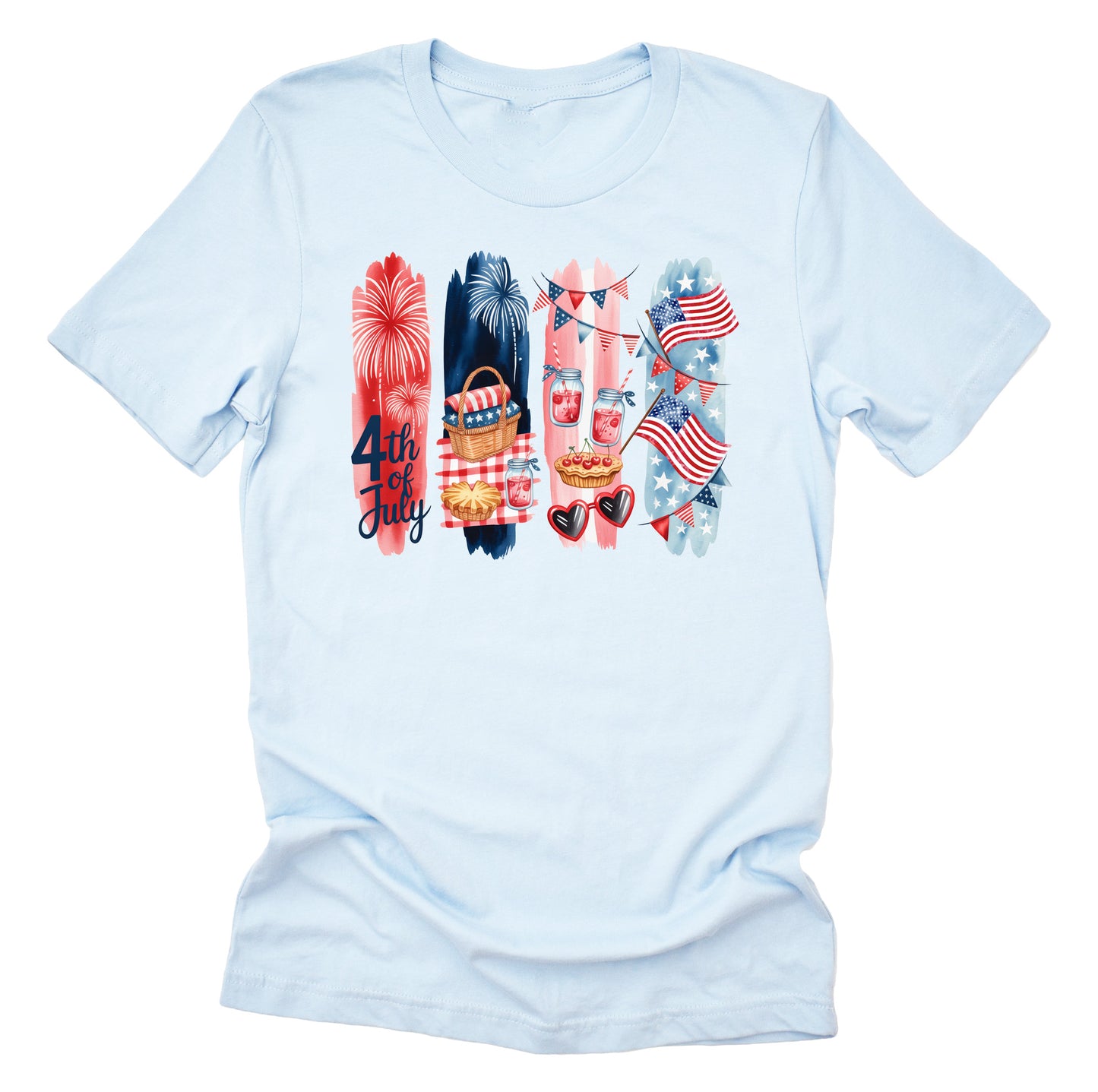 4th of July Brushstroke Celebration Casual Short Sleeve Unisex T-Shirt