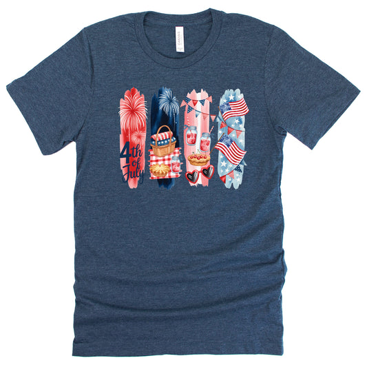 4th of July Brushstroke Celebration Casual Short Sleeve Unisex T-Shirt