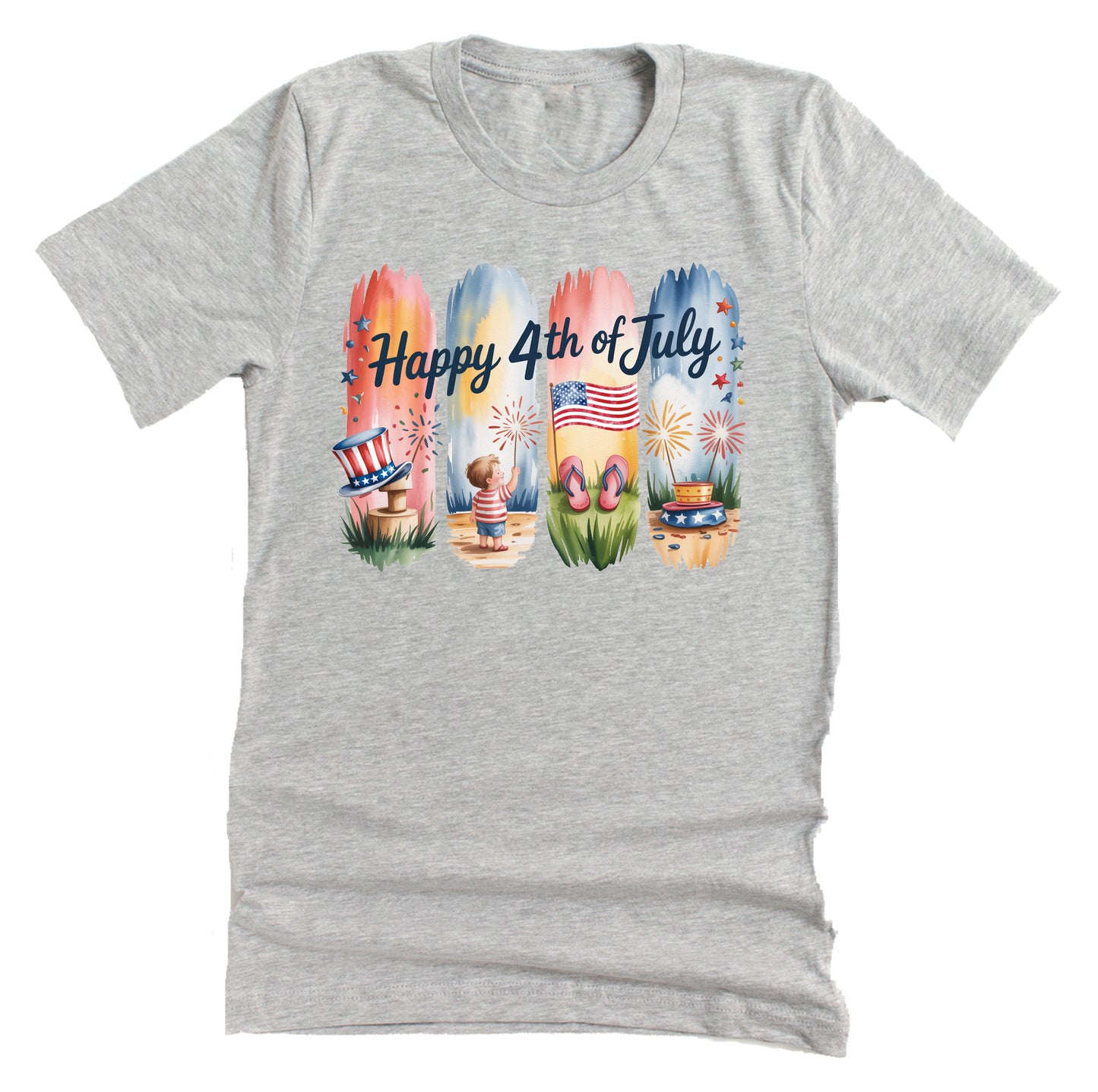 4th of July Brushstroke Celebration Casual Short Sleeve Unisex T-Shirt