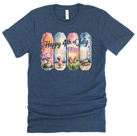 4th of July Brushstroke Celebration Casual Short Sleeve Unisex T-Shirt