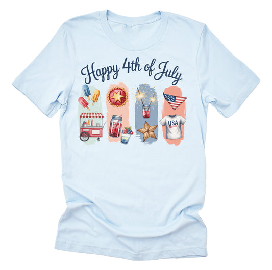 4th of July Brushstroke Celebration Casual Short Sleeve Unisex T-Shirt