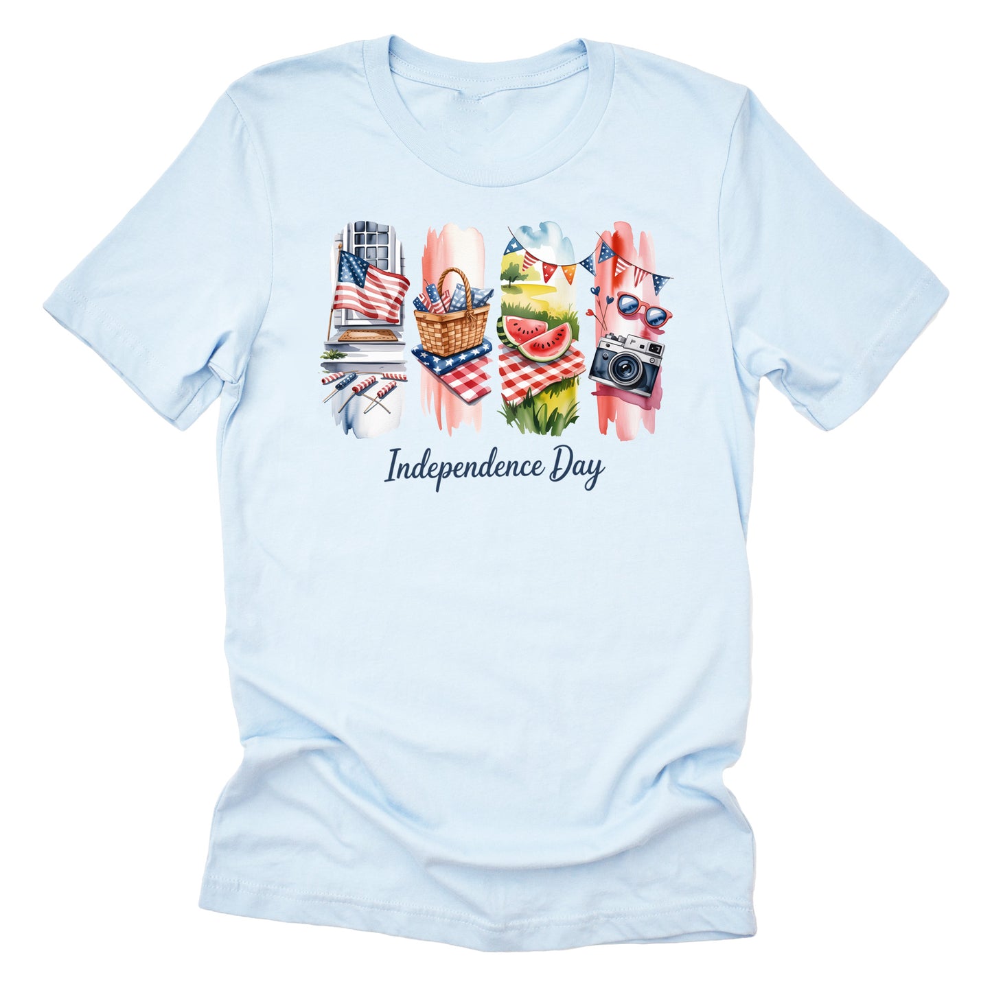 4th of July Brushstroke Celebration Casual Short Sleeve Unisex T-Shirt