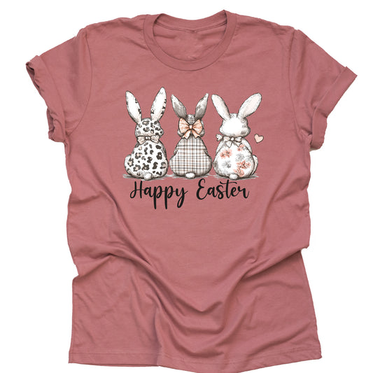 Happy Easter Bunnies T-Shirt Casual Short Sleeve Unisex