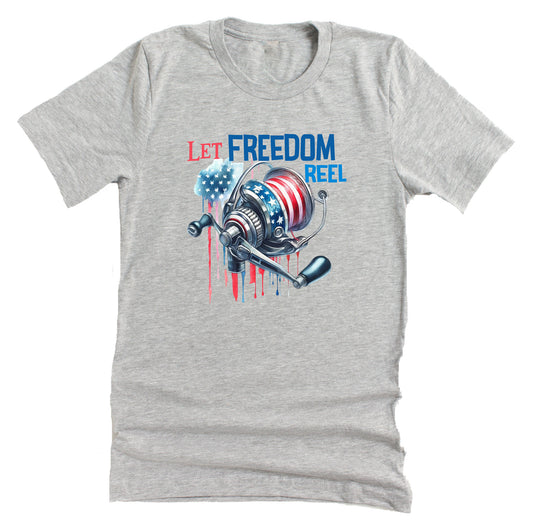 Patriotic Let Freedom Reel American Flag Casual Short Sleeve Unisex T-Shirt