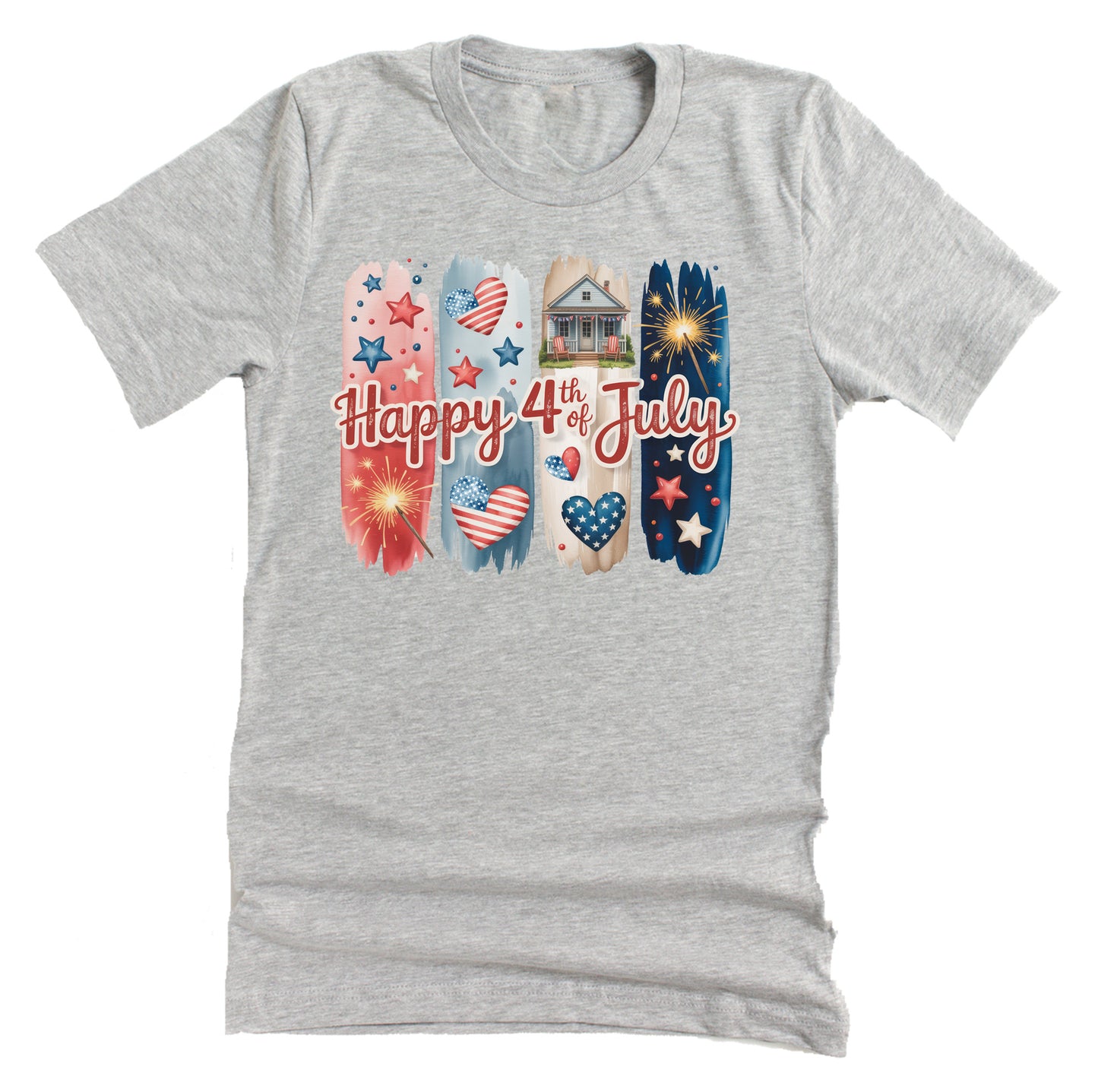 4th of July Brushstroke Celebration Casual Short Sleeve Unisex T-Shirt: