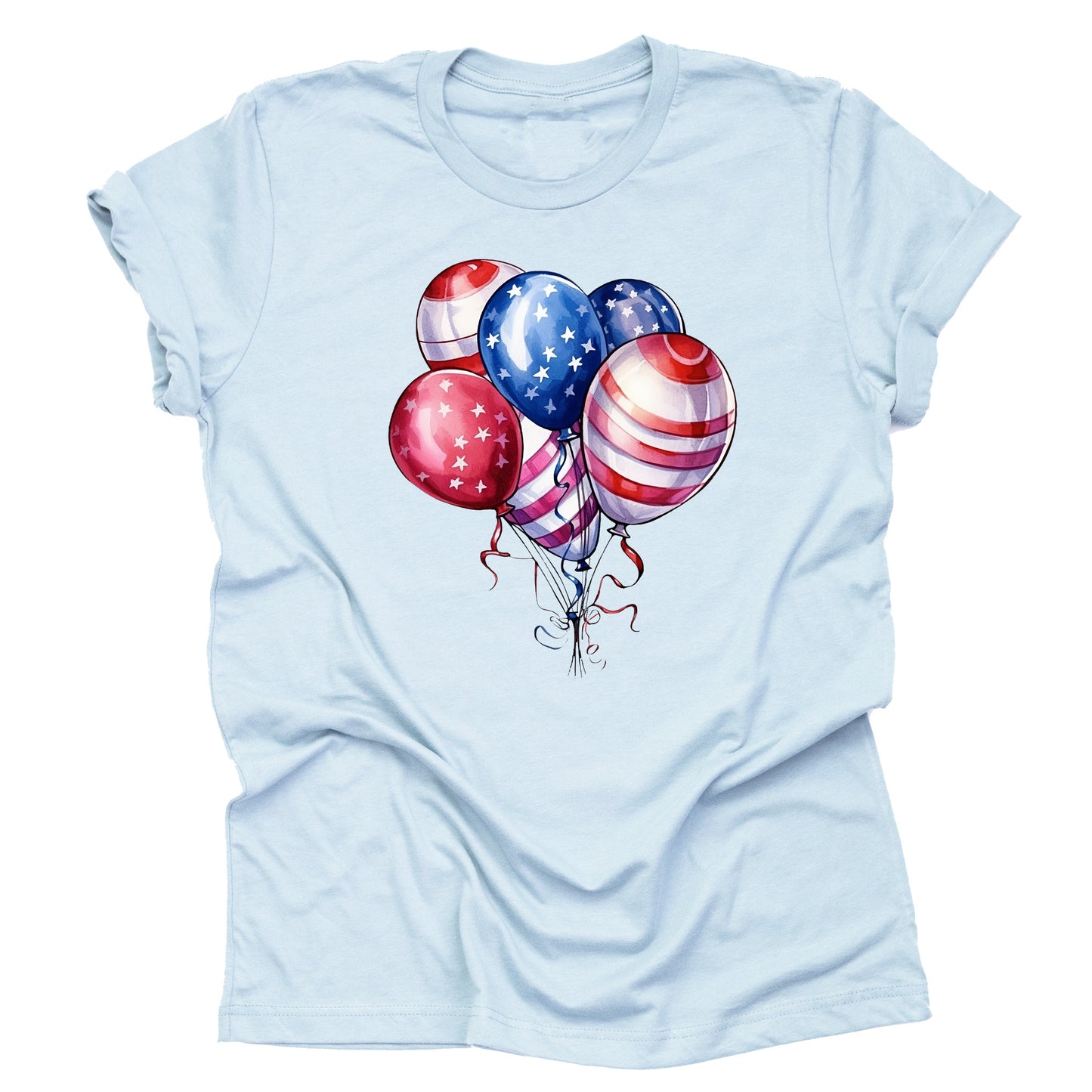 Patriotic Balloons July 4th American Flag Casual Short Sleeve Unisex T-Shirt