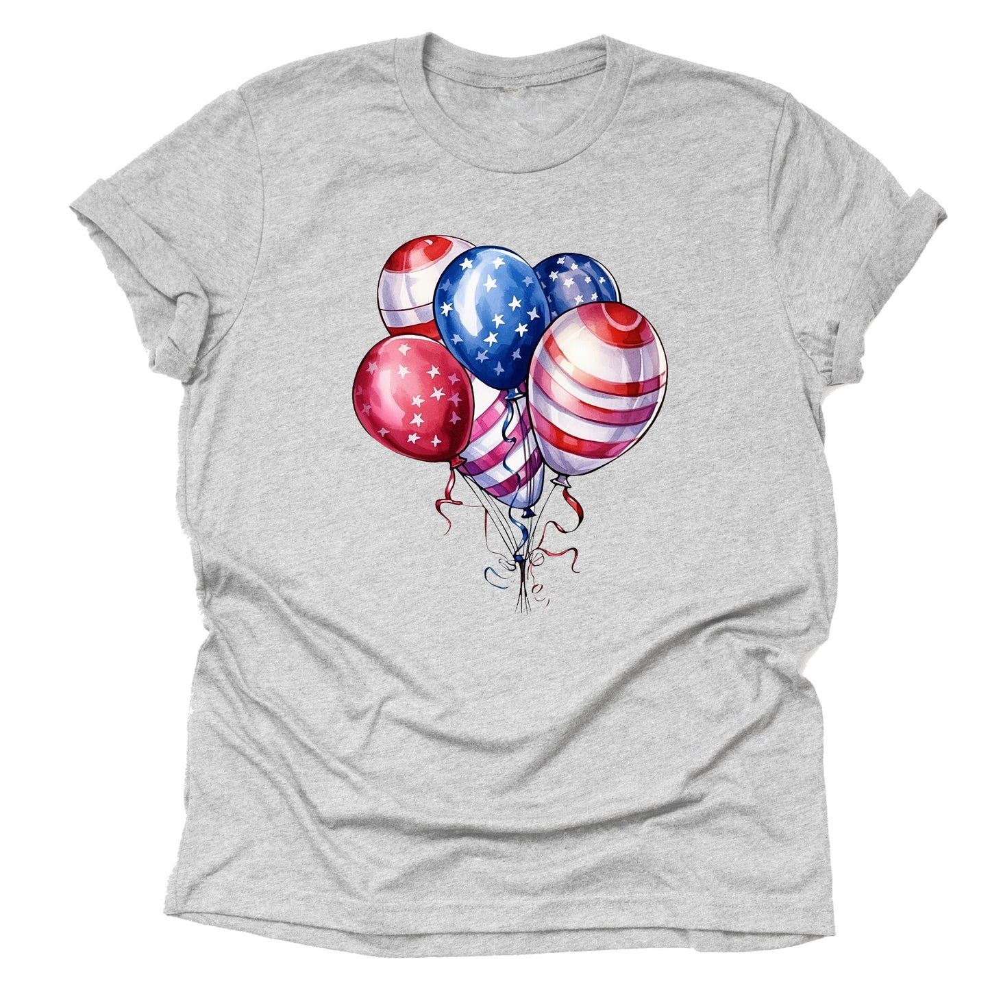 Patriotic Balloons July 4th American Flag Casual Short Sleeve Unisex T-Shirt