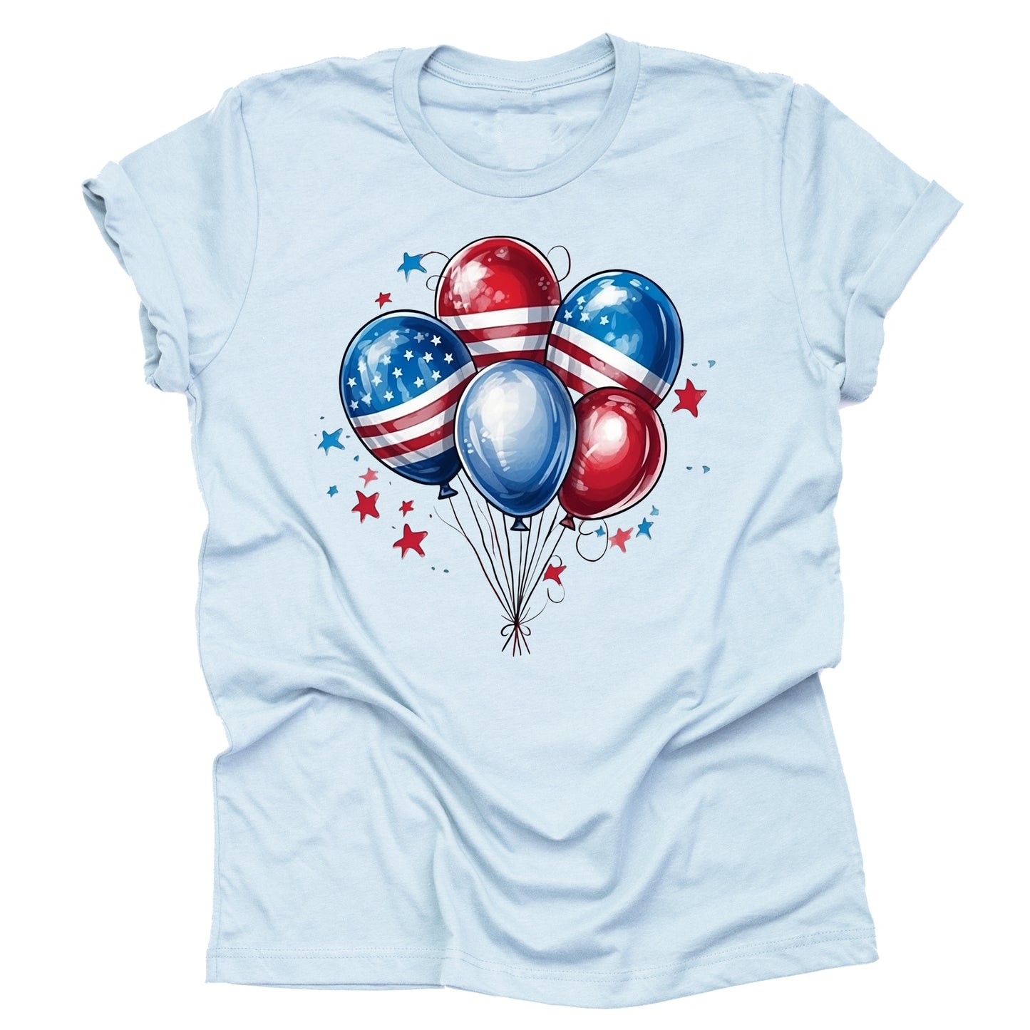 Patriotic Balloons July 4th American Flag Casual Short Sleeve Unisex T-Shirt