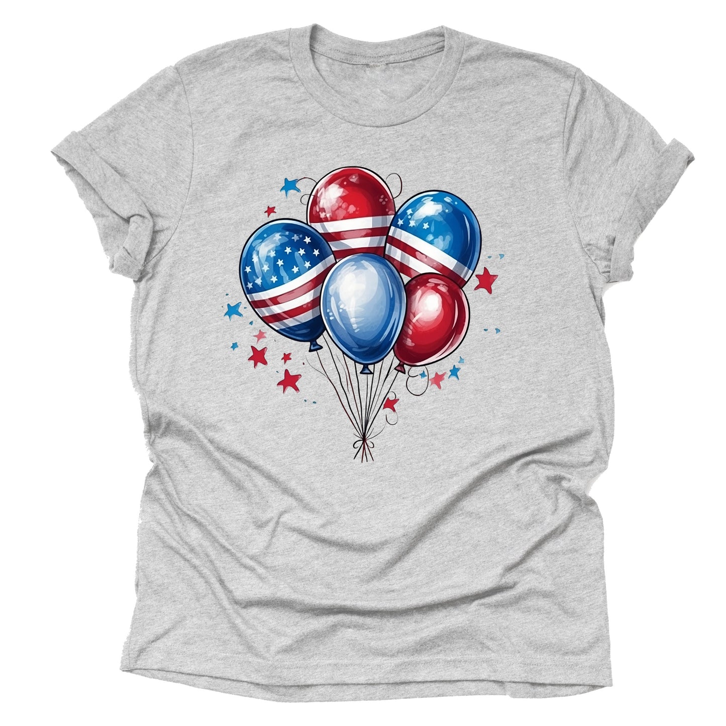 Patriotic Balloons July 4th American Flag Casual Short Sleeve Unisex T-Shirt