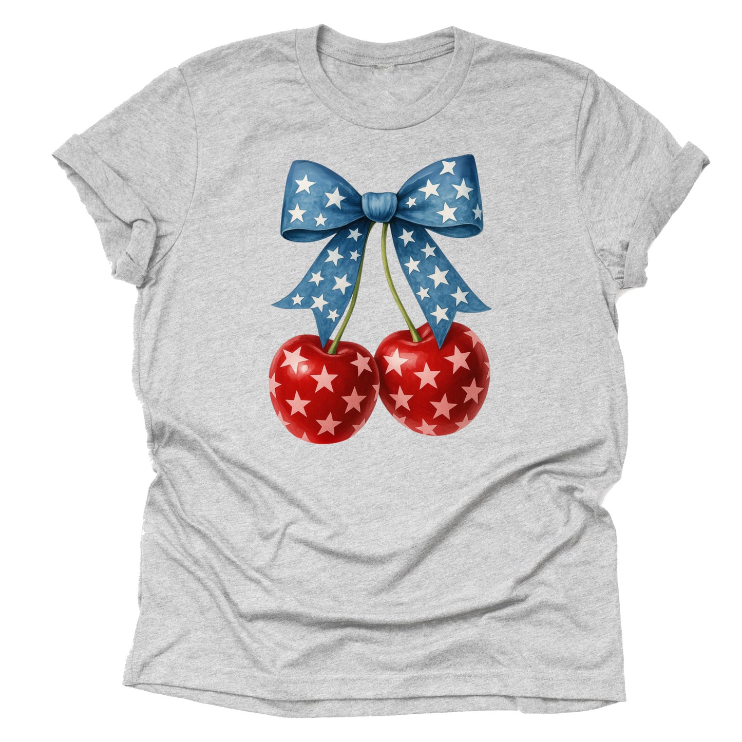 Patriotic Cherries American Flag Casual Short Sleeve Unisex T-Shirt