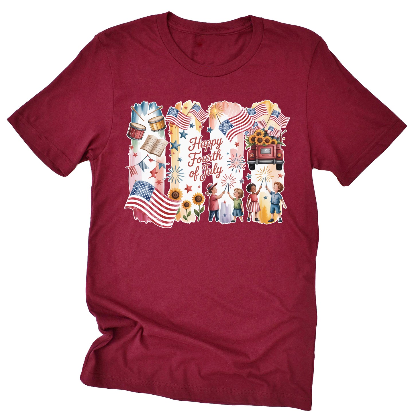 4th of July Brushstroke Celebration Casual Short Sleeve Unisex T-Shirt: