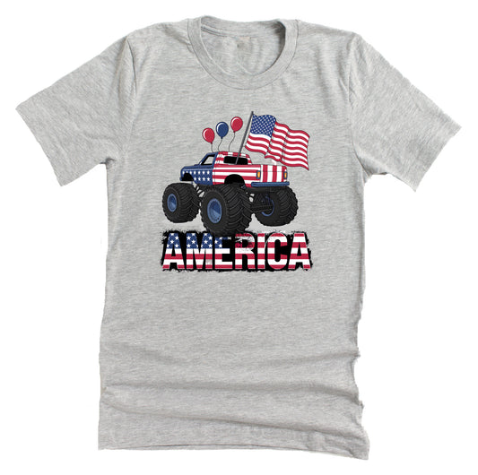 Patriotic Monster Truck American Flag Casual Short Sleeve Unisex T-Shirt