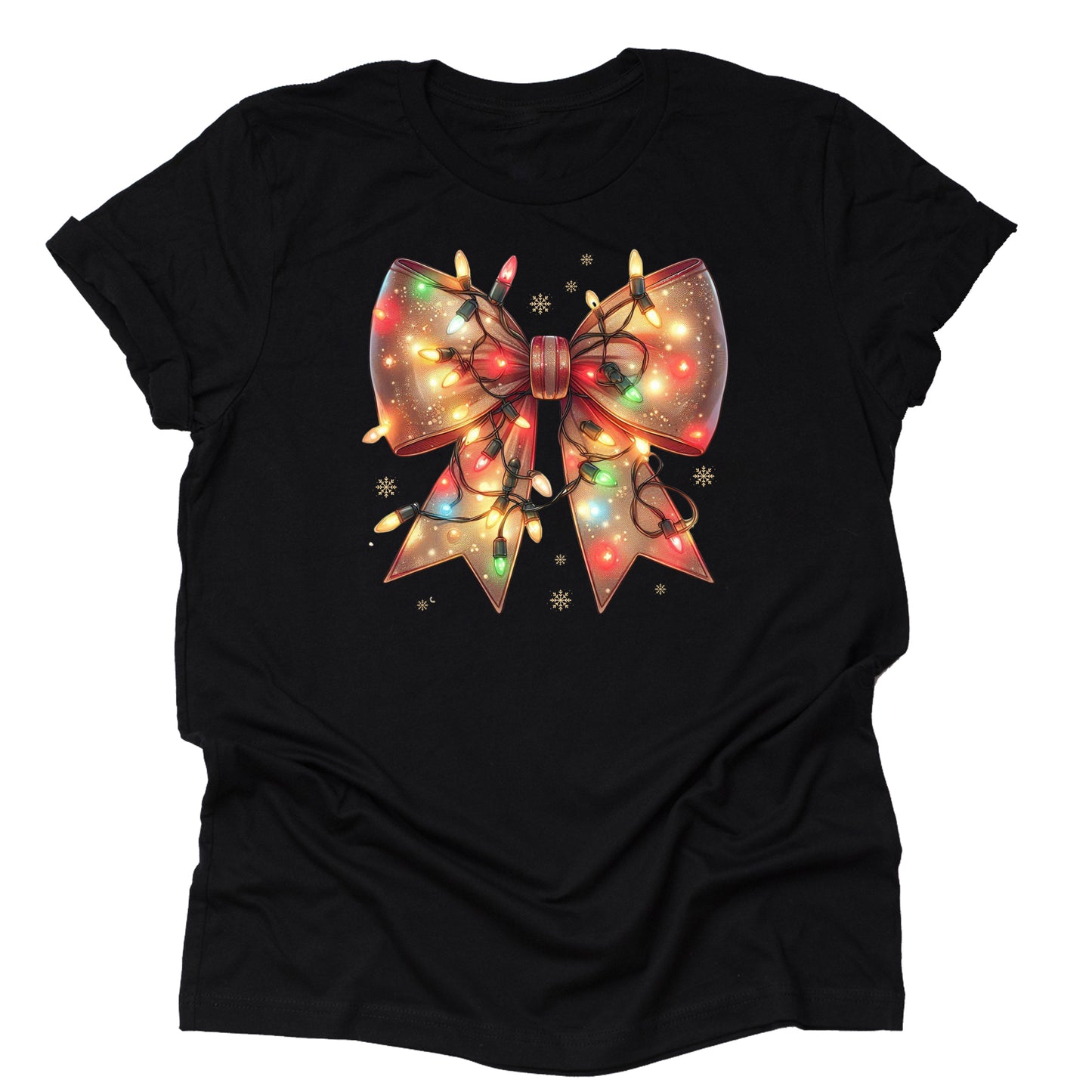 Christmas Lights Bow Casual Short Sleeve Unisex Shirt