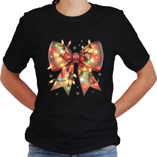 Christmas Lights Bow Casual Short Sleeve Unisex Shirt