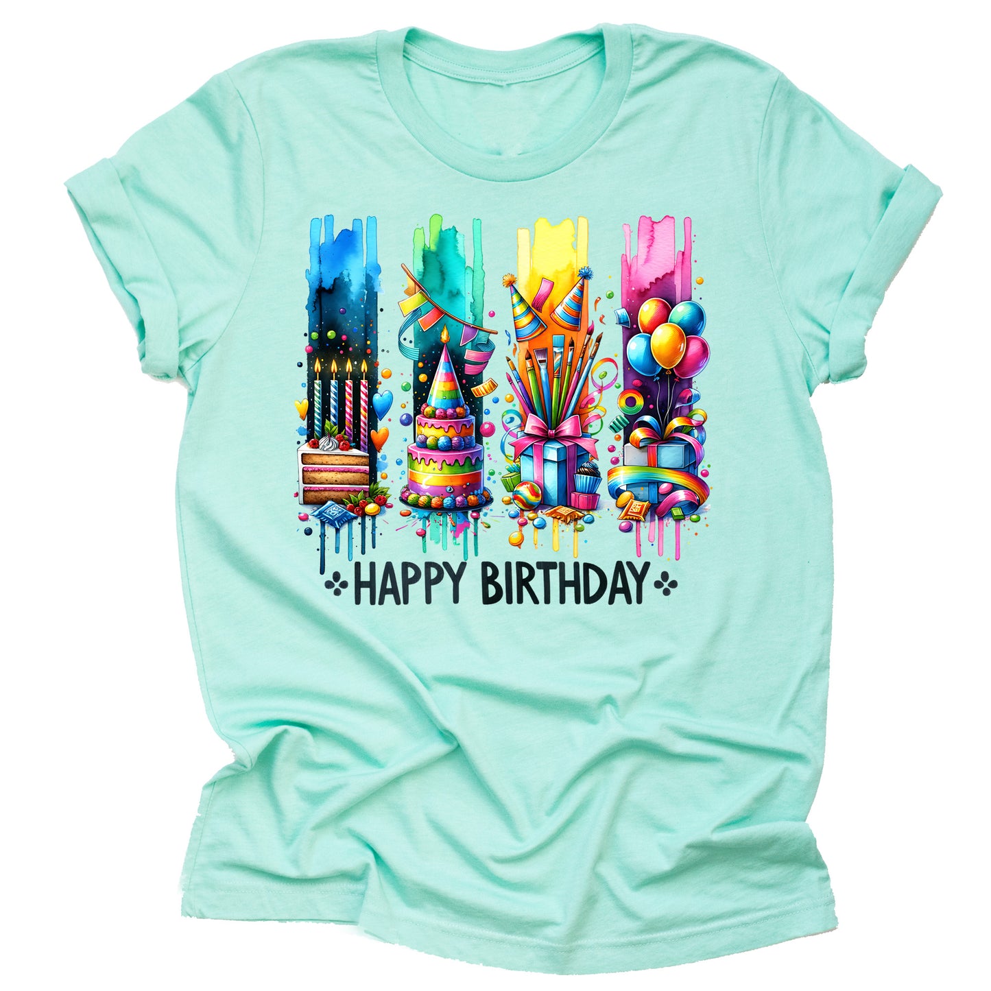 Happy Birthday Shirt, Unique Brush Stroke Design Casual Short Sleeve Shirt