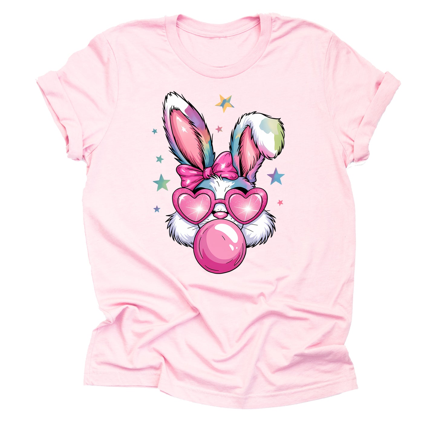 Bunny Bubble Gum Easter Shirt, Short Sleeve Casual Unisex