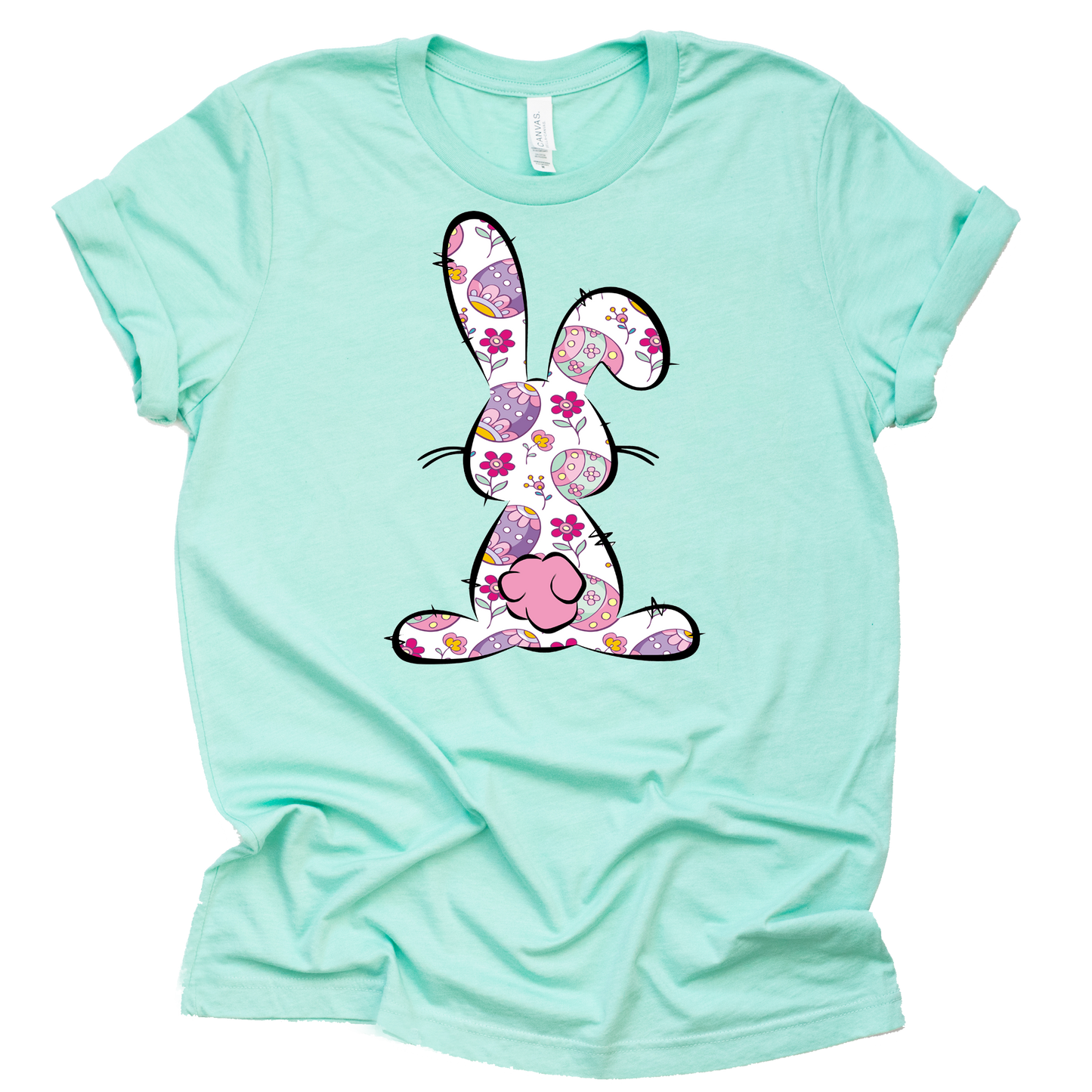 Floral Easter Bunny Shirt, Easter Shirt, Religious Tee, Pretty Bunny Shirt, Fancy Bunny Shirt, Easter Shirt for Women