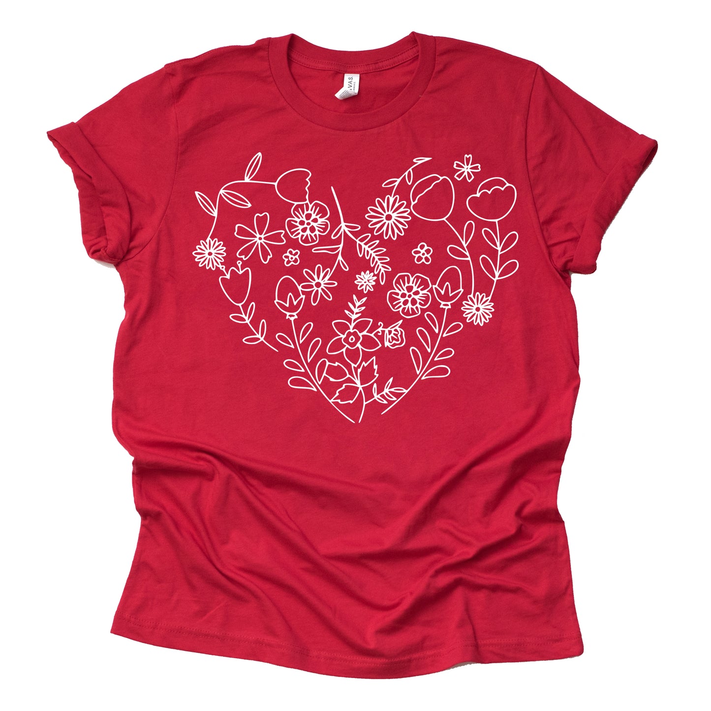 Valentine Flower Hearts Graphic Design Casual Short Sleeve Shirt