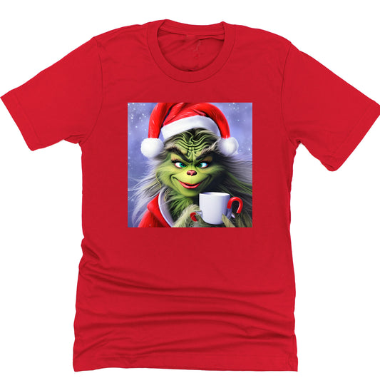 Grinch Drinking Coffee, Christmas Shirt Unisex Short Sleeve Shirt