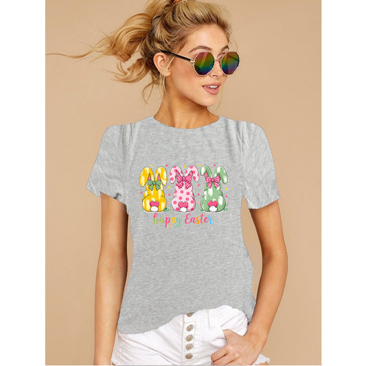 Happy Easter Three Bunnies Shirt, Easter Shirt for Women Tee T-Shirt Unisex Short Sleeve
