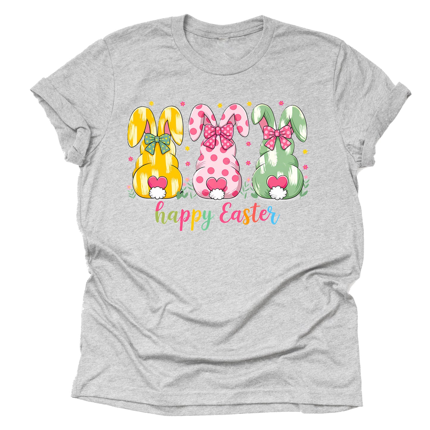 Happy Easter Three Bunnies Shirt, Easter Shirt for Women Tee T-Shirt Unisex Short Sleeve