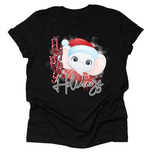 Happy Holidays Elephant Christmas Shirt, Unisex Short Sleeve Shirt