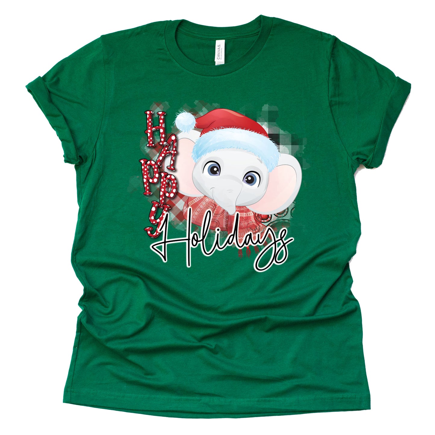Happy Holidays Elephant Christmas Shirt, Unisex Short Sleeve Shirt