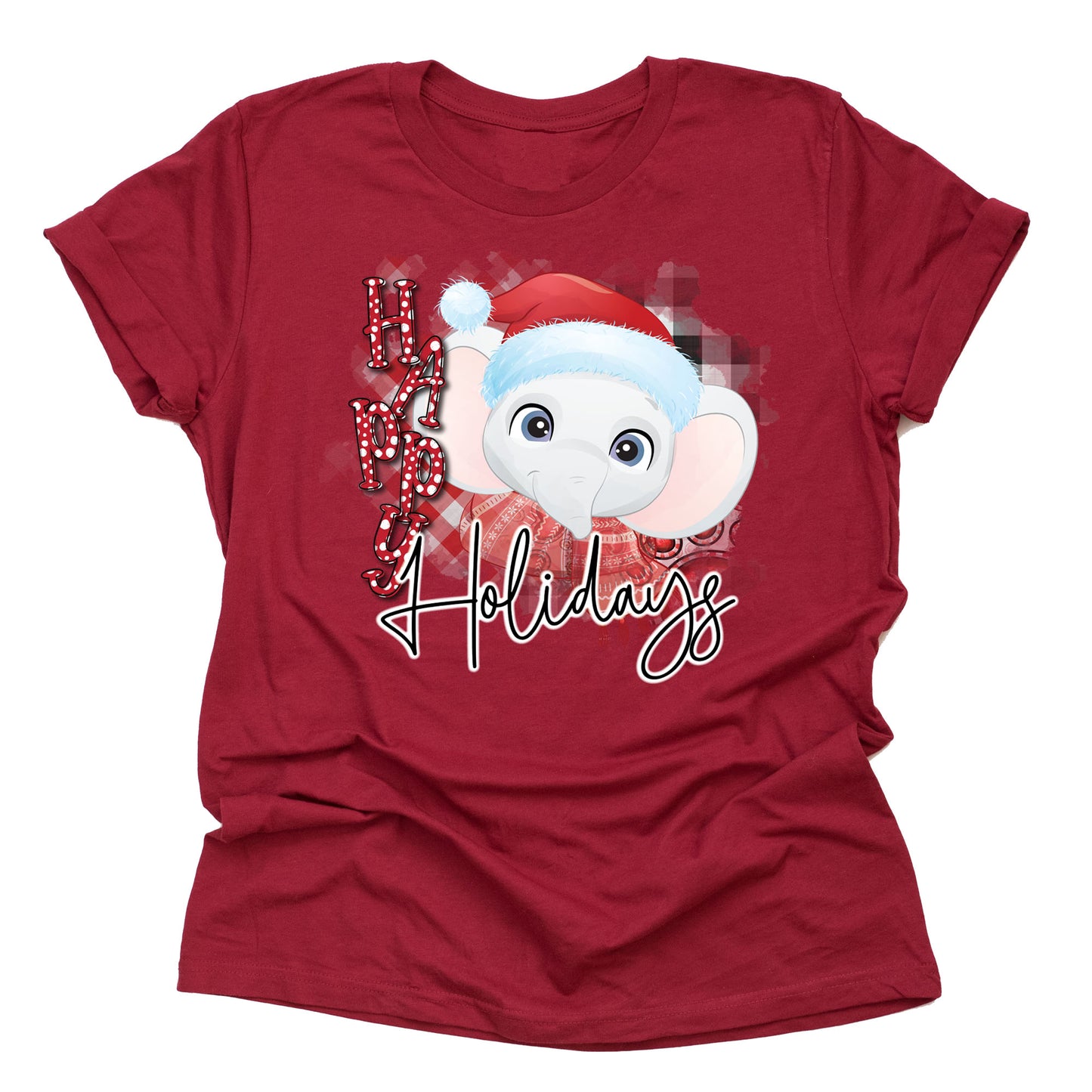 Happy Holidays Elephant Christmas Shirt, Unisex Short Sleeve Shirt