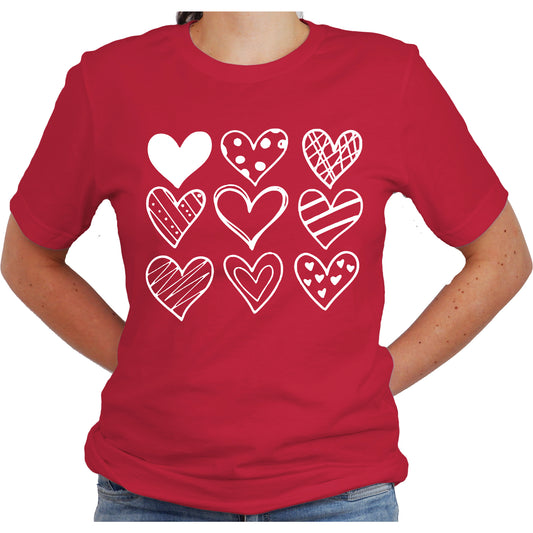 Valentine Hearts Graphic Design Casual Short Sleeve Shirt