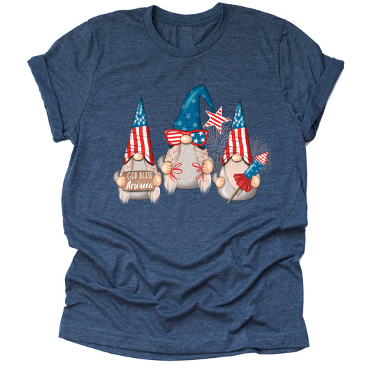 Patriotic USA Gnomes American Flag Casual Short Sleeve Unisex T-Shirt