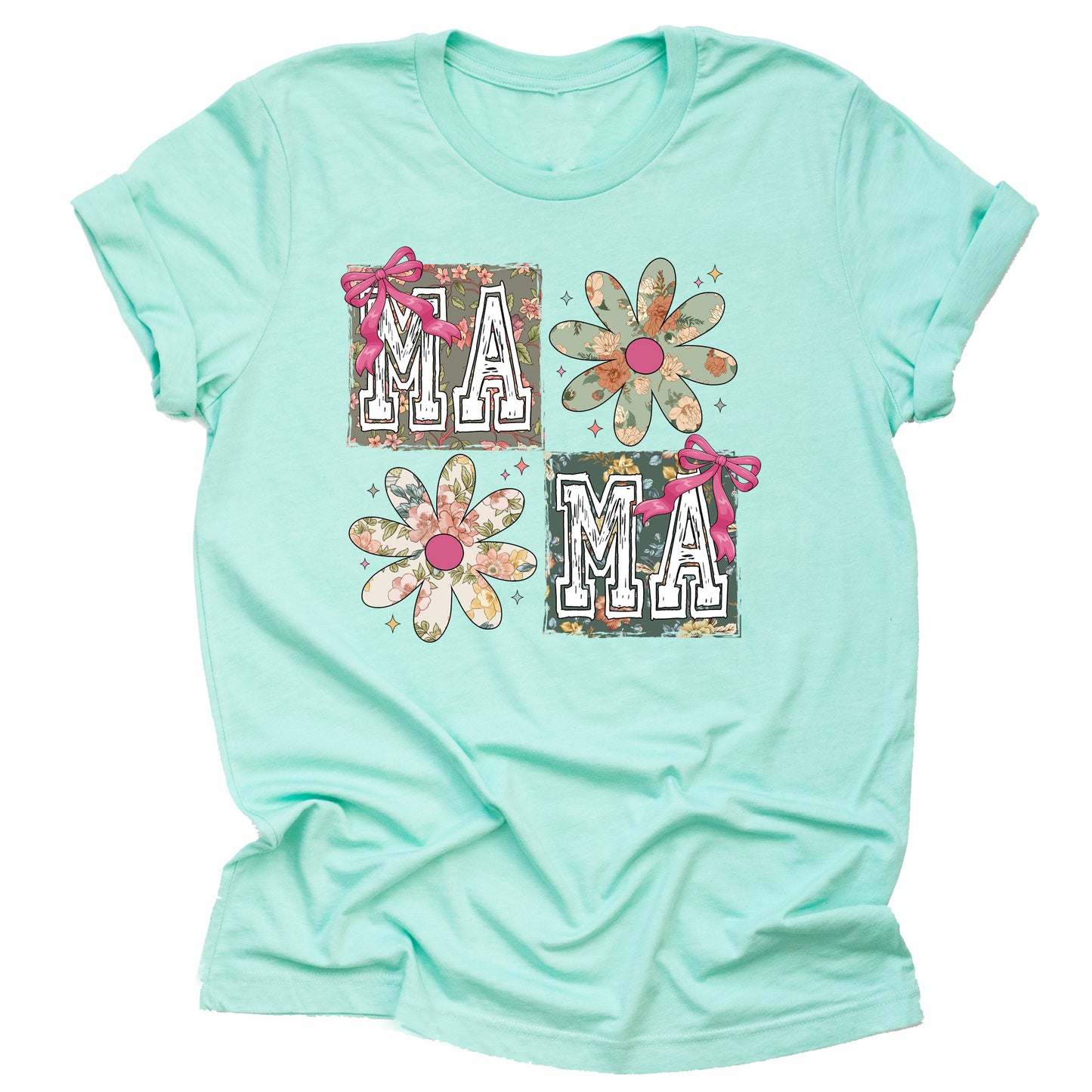Floral Mama Shirt Mother's Day Flower Design Casual Short Sleeve Shirt