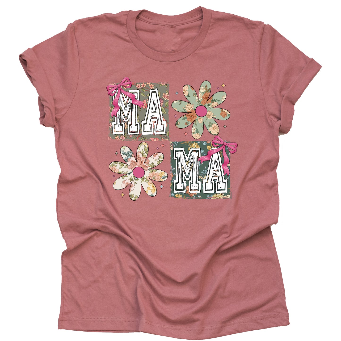 Floral Mama Shirt Mother's Day Flower Design Casual Short Sleeve Shirt