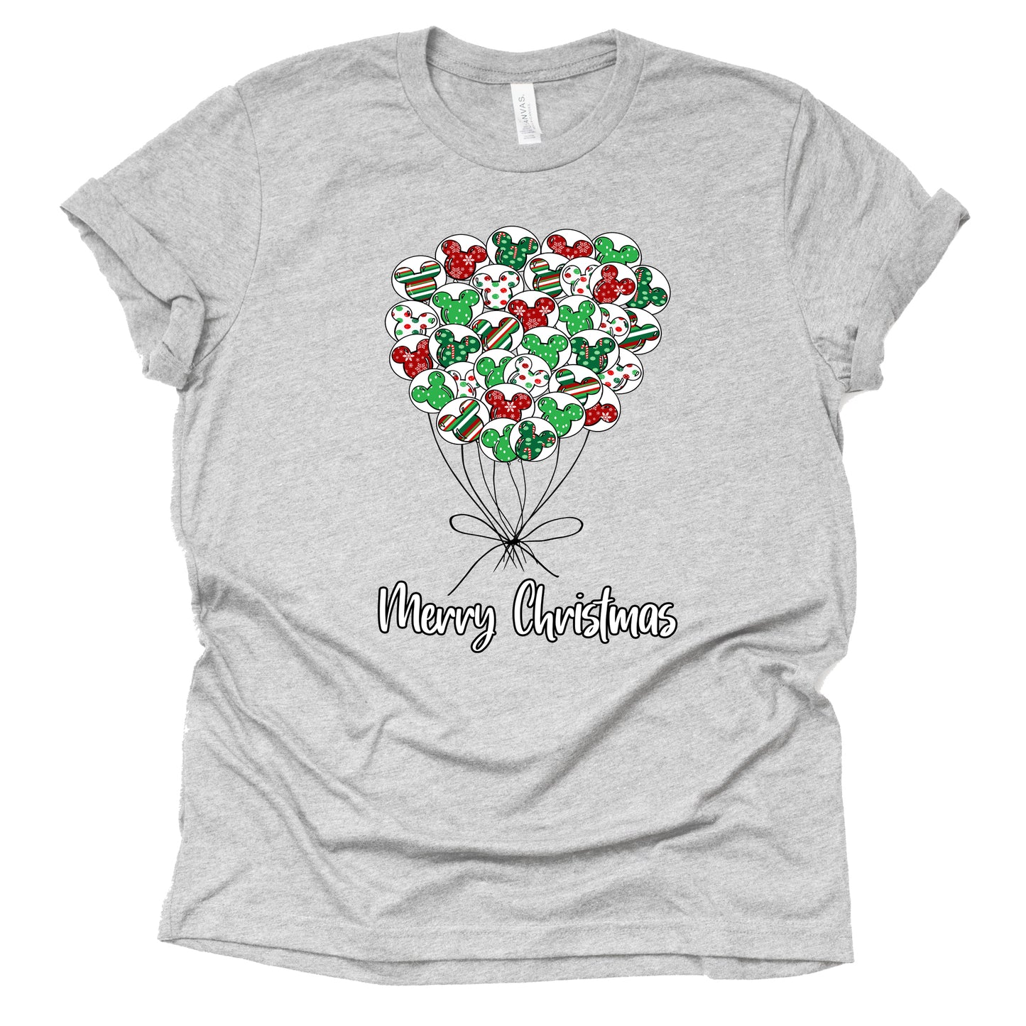 Disney Christmas Mickey Balloons Graphic Design Casual Short Sleeve Shirt