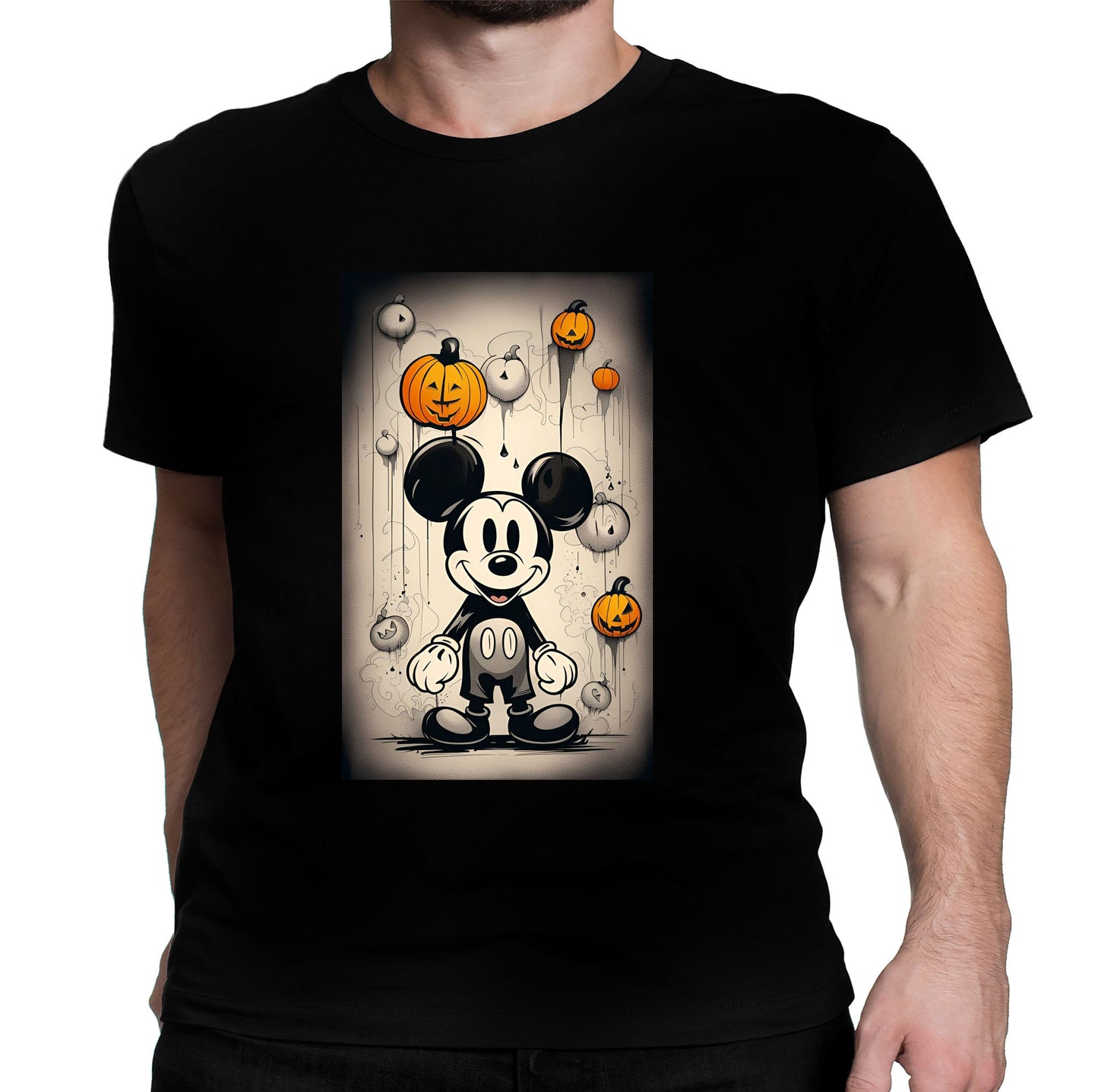 Mickey Drip Halloween Pumpkin Shirt Adult Unisex T-Shirt Casual Short Sleeve