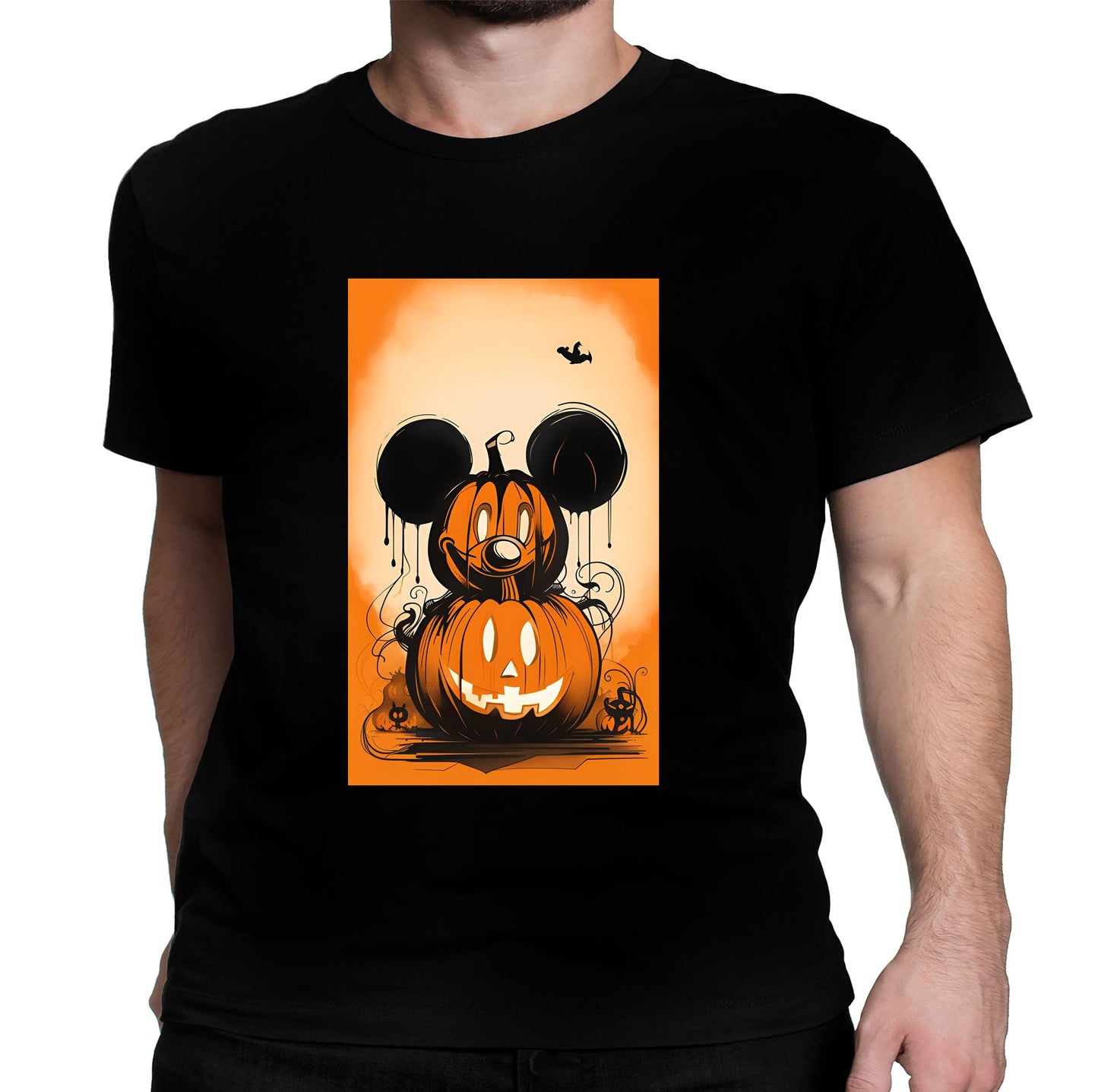 Mickey Scary Halloween Pumpkin Shirt Adult Unisex T-Shirt Casual Short Sleeve