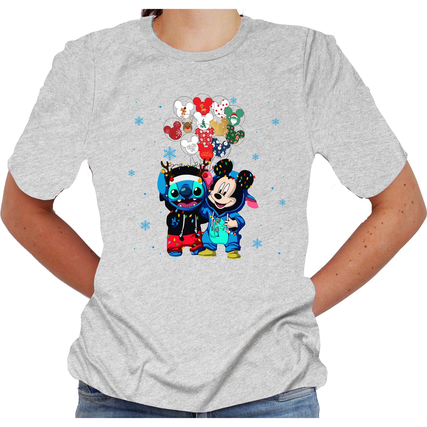 Mickey Stitch Christmas Balloons Graphic Design Unisex T-Shirt