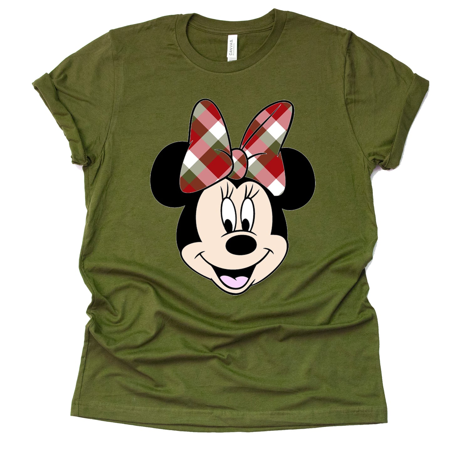 Christmas Plaid Minnie Print Bow Portrait, Animal Kingdom Shirt, Safari Shirt Casual Short Sleeve Shirt