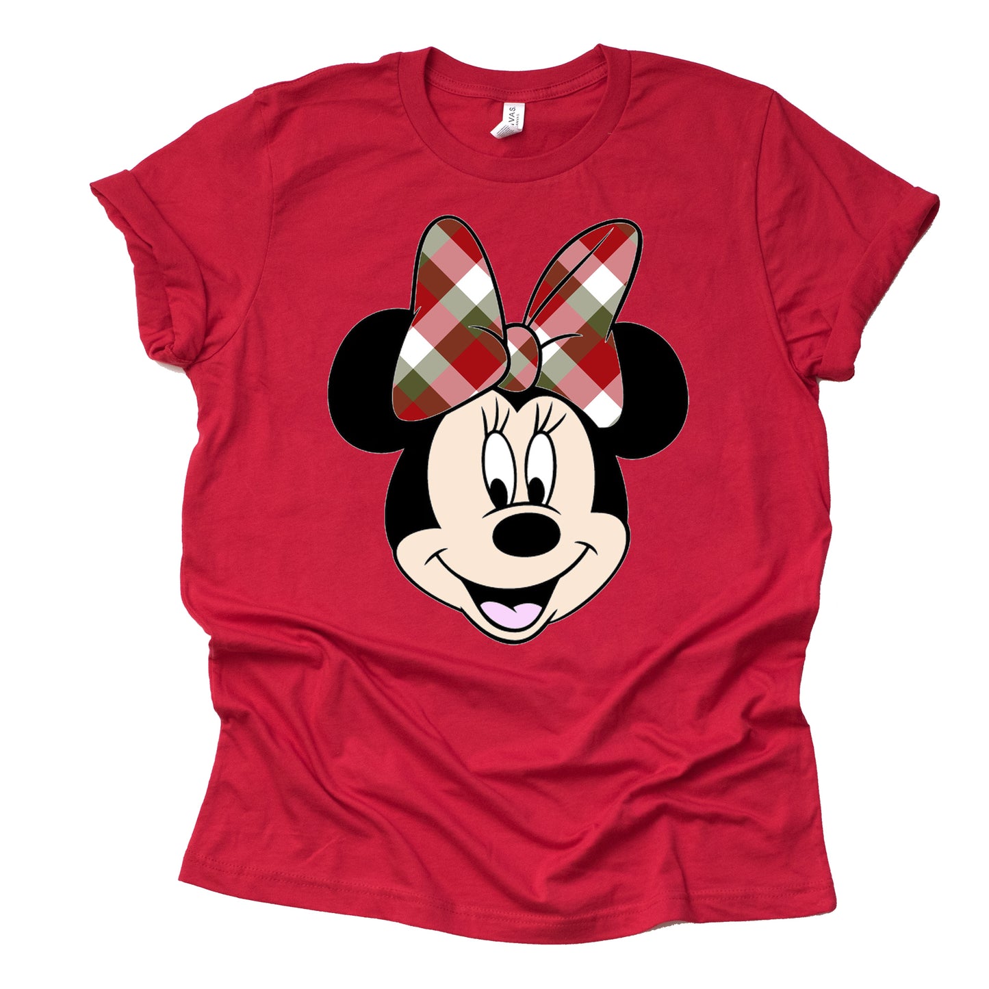 Christmas Plaid Minnie Print Bow Portrait, Animal Kingdom Shirt, Safari Shirt Casual Short Sleeve Shirt