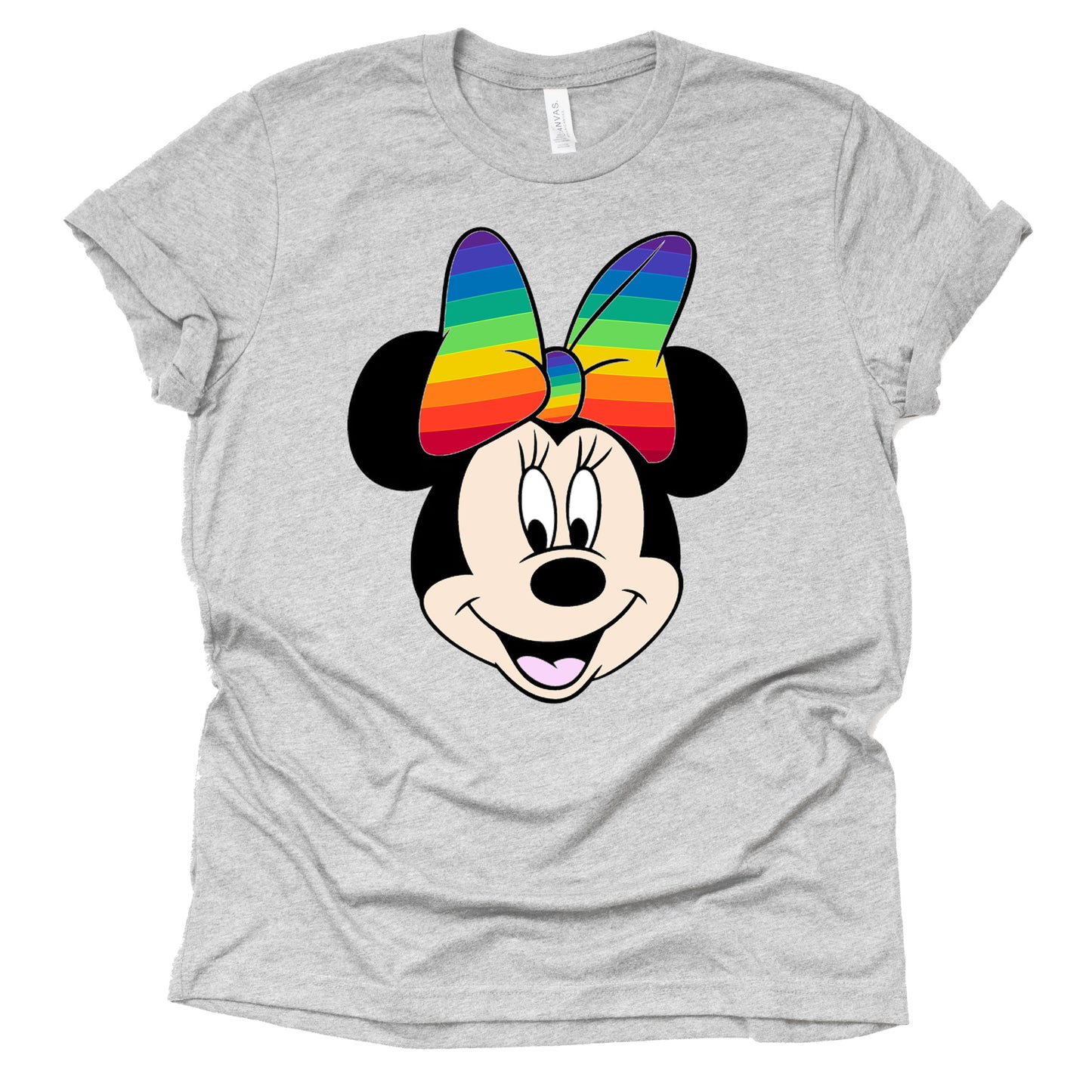 Disney Minnie Portrait Print Rainbow Bow, LGBTQ Shirt, Animal Kingdom Shirt, Safari Shirt Casual Short Sleeve Shirt