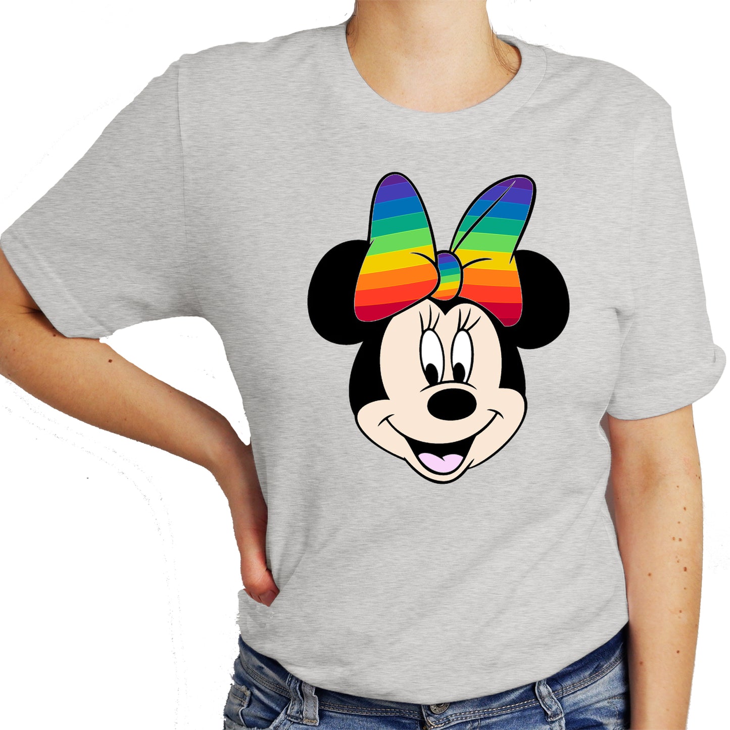 Disney Minnie Portrait Print Rainbow Bow, LGBTQ Shirt, Animal Kingdom Shirt, Safari Shirt Casual Short Sleeve Shirt