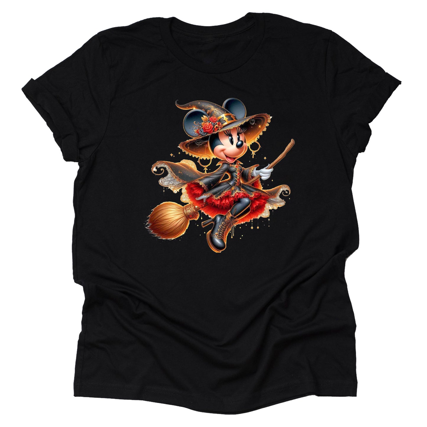 Halloween Minnie Red Witch Shirt Adult Unisex T-Shirt Casual Short Sleeve