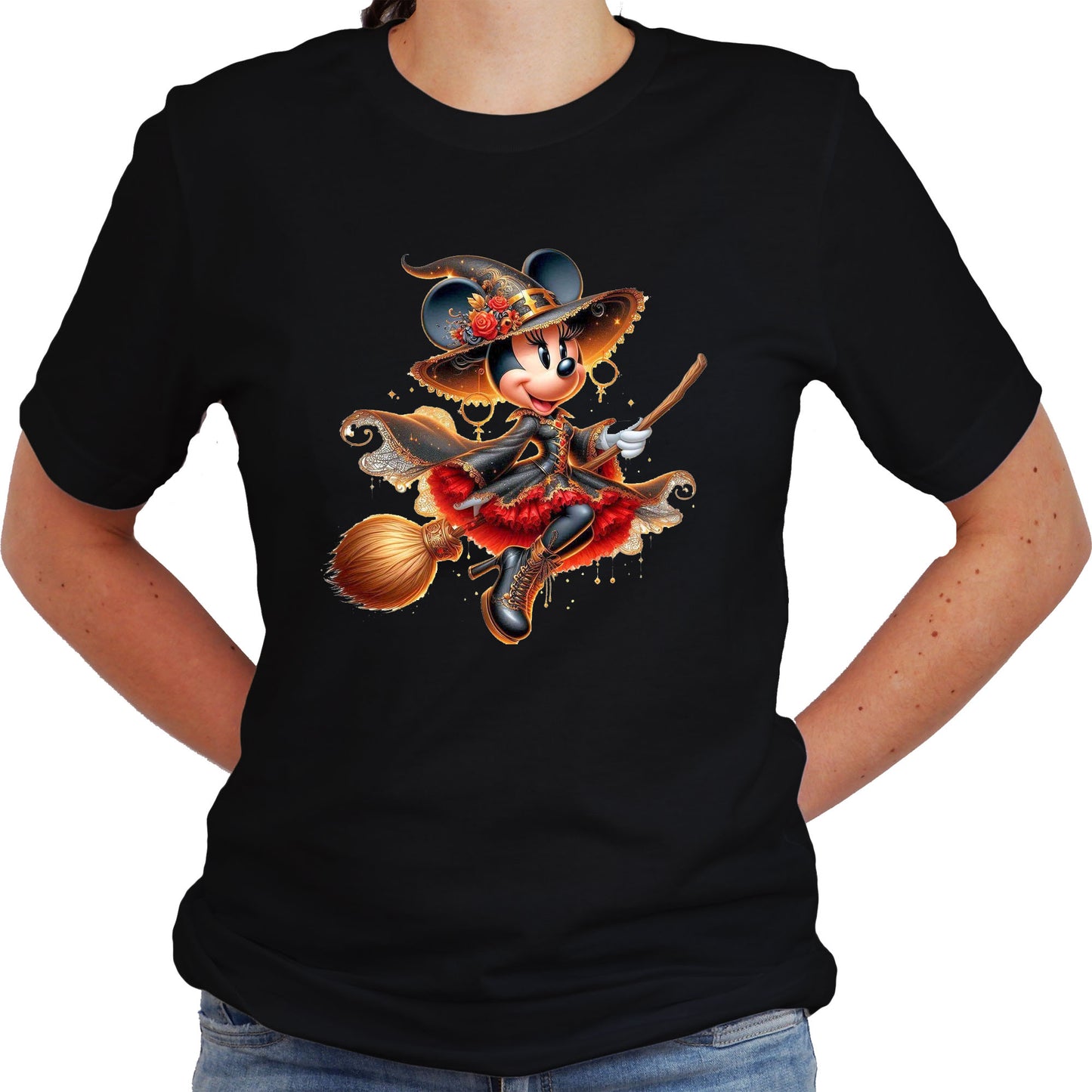 Halloween Minnie Red Witch Shirt Adult Unisex T-Shirt Casual Short Sleeve
