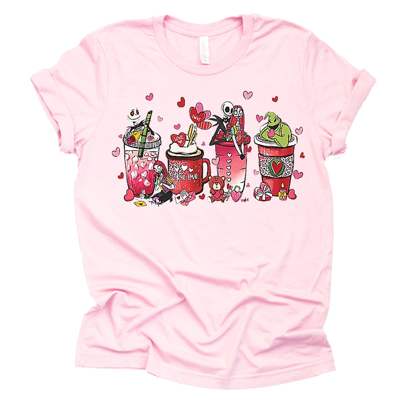 Jack Skellington Nightmare Valentine Latte Design Unisex Shirt Casual Short Sleeve