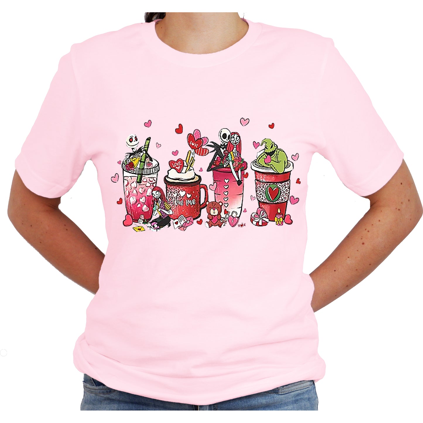 Jack Skellington Nightmare Valentine Latte Design Unisex Shirt Casual Short Sleeve