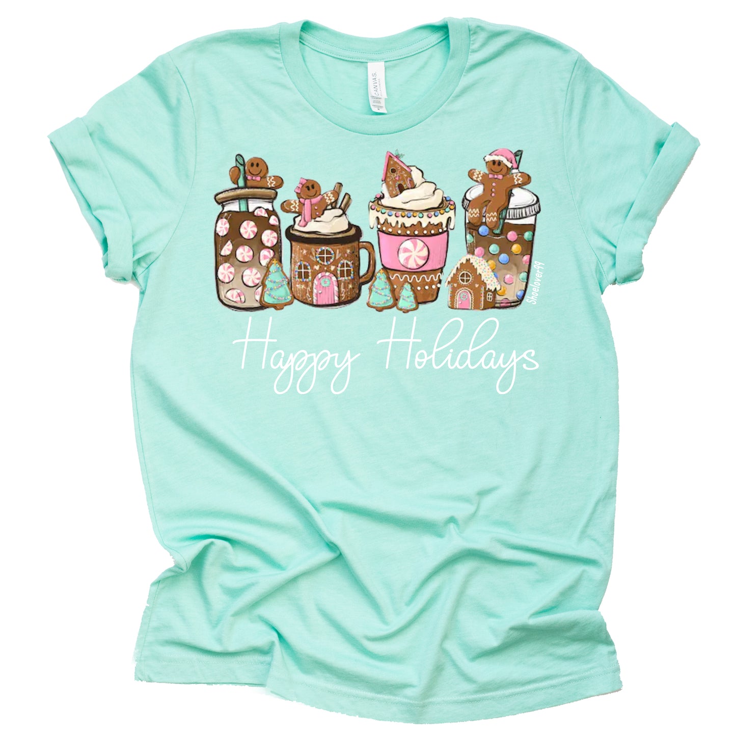 Gingerbread Happy Holidays T-Shirt, Shoelover99 Merch, Ophelia Nichols Unisex Sizing