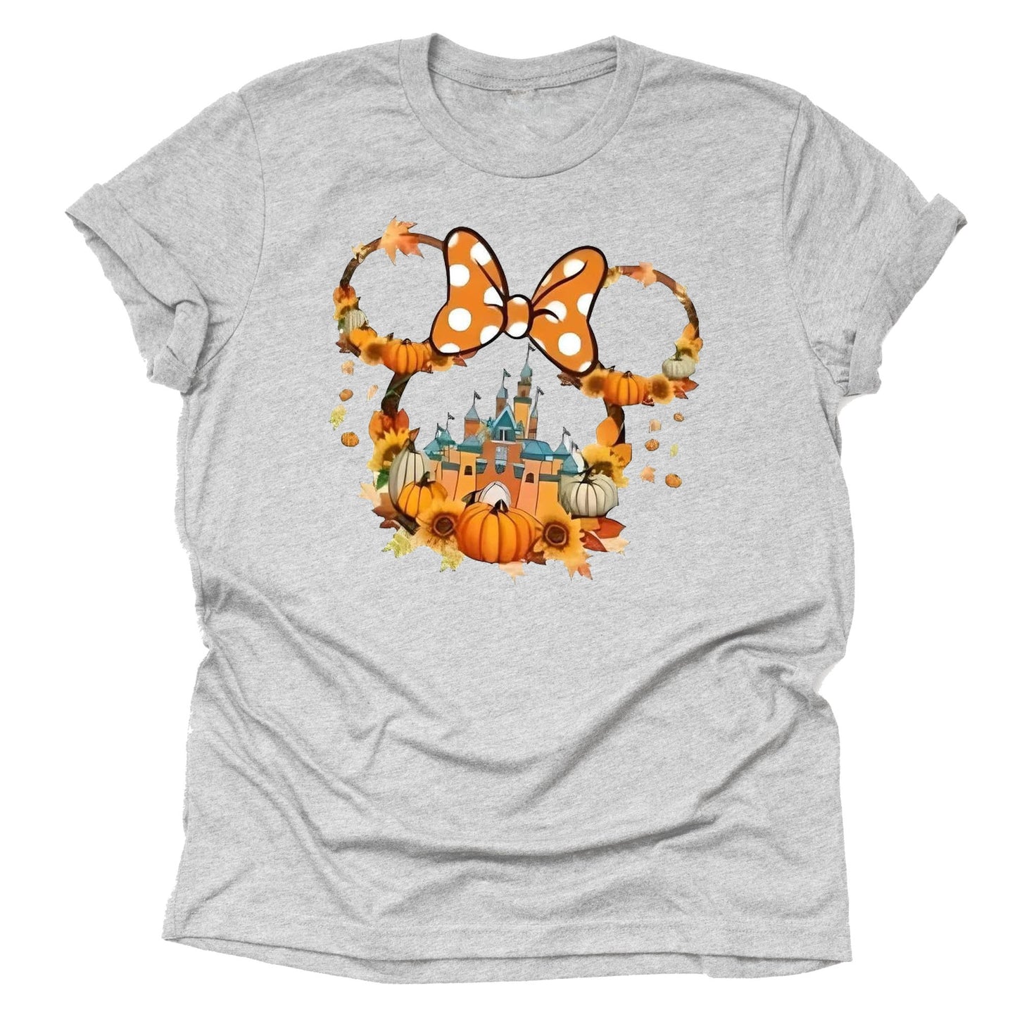 Autumn Pumpkin Minnie Castle Shirt Adult Unisex T-Shirt Casual Short Sleeve
