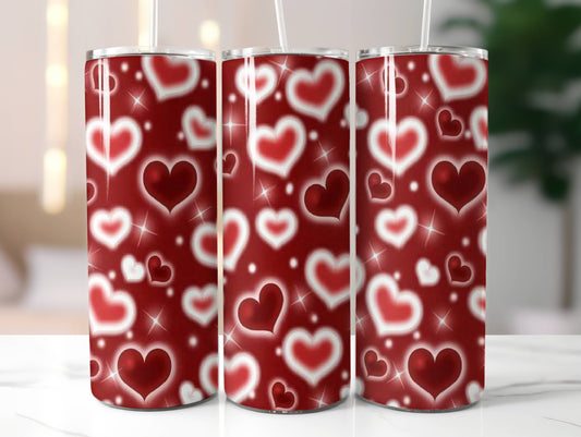 Red Heart Valentine Heart Insulated Tumbler with Lid and Straw | Gifts for Women Men Reusable Stainless Steel Water Bottle Travel Mug