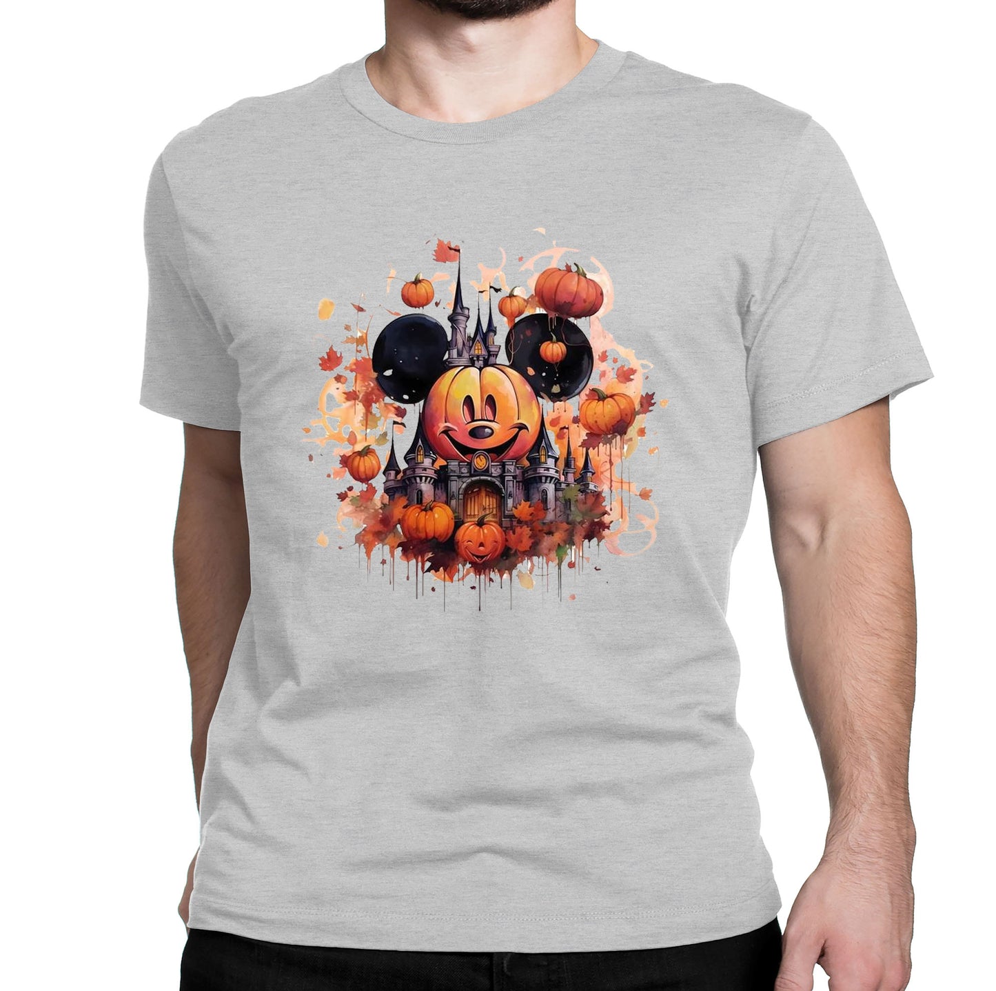Autumn Scary Mickey Halloween Castle Shirt Adult Unisex T-Shirt Casual Short Sleeve