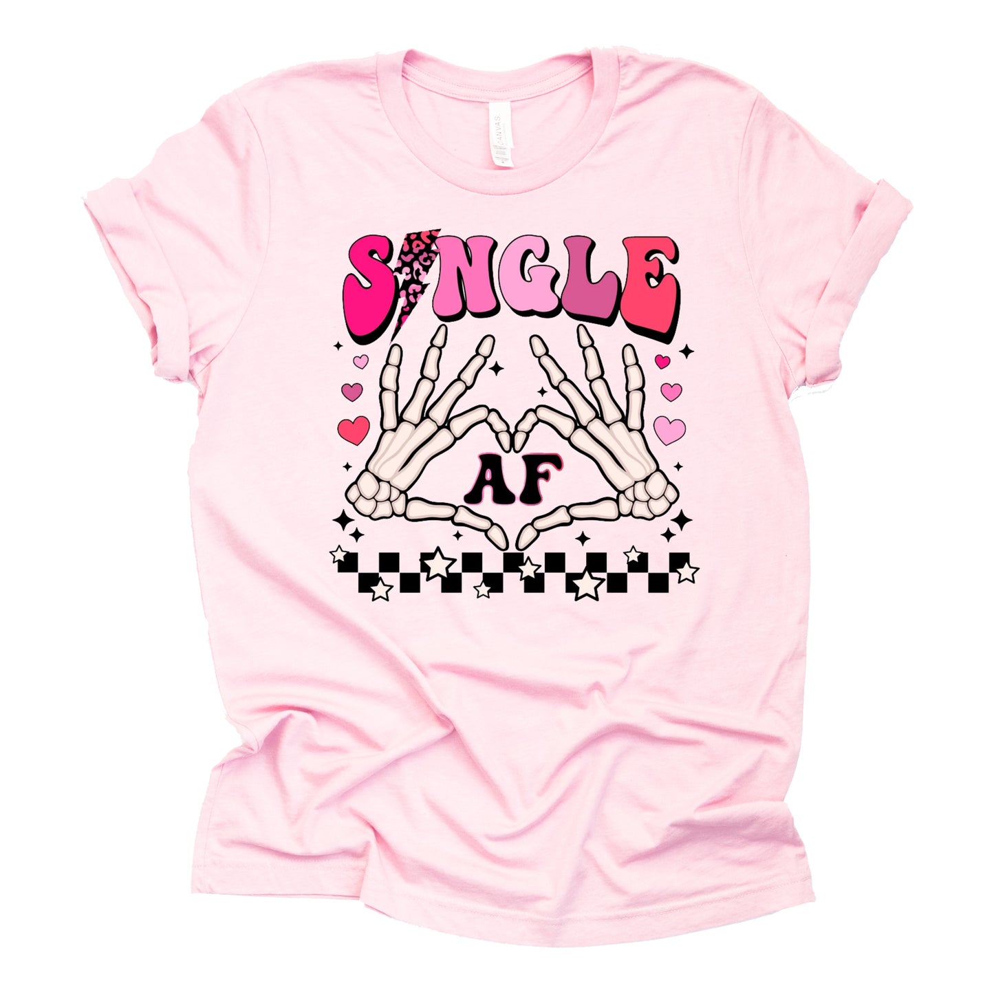 Single AF Valentine Graphic Design Casual Short Sleeve Shirt