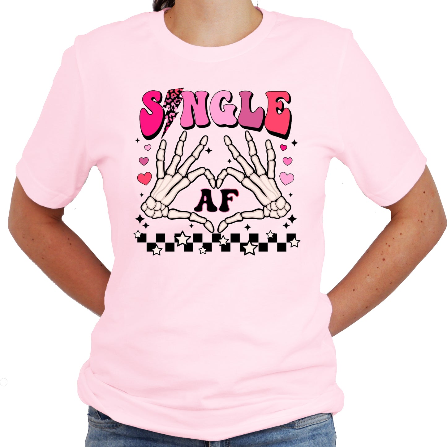 Single AF Valentine Graphic Design Casual Short Sleeve Shirt
